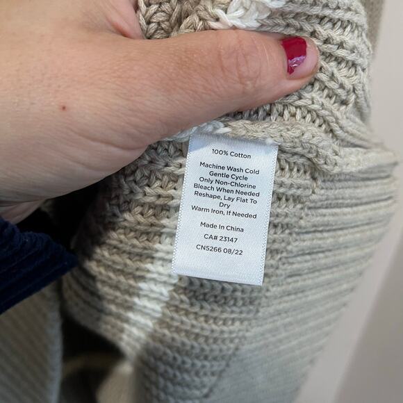 Haven Striped Taupe Knit Sweater XL NWT Cozy Chunky Turtleneck Neutral Winter - Picture 4 of 7